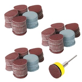 Saipor Pack of 300 1 Inch 25 mm Sandpaper Velcro Sanding Discs Pads Grit 100-3000 Sanding Disc with 1/8 Inch Shank Support Pad for Drill Grinder Rotary Tools