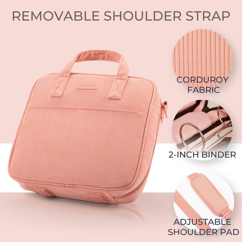Sturdy 3-Ring Zipper Binder with Shoulder Strap for School –