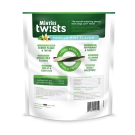 VetIQ Minties Twists Dog Dental Bone Chews for Small Dogs 10-30 lbs, Vanilla and Mint Flavor, 24 oz