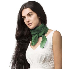 Basic Sense Square Chiffon Scarf Retro Lightweight Neck Scarves Bandana for Women, Dark Green