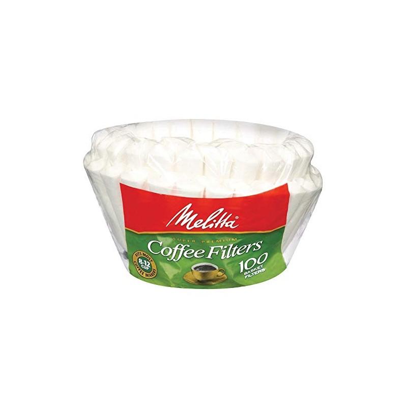 Melitta 8-12 Cup Basket Coffee Filters, White, 100 Count