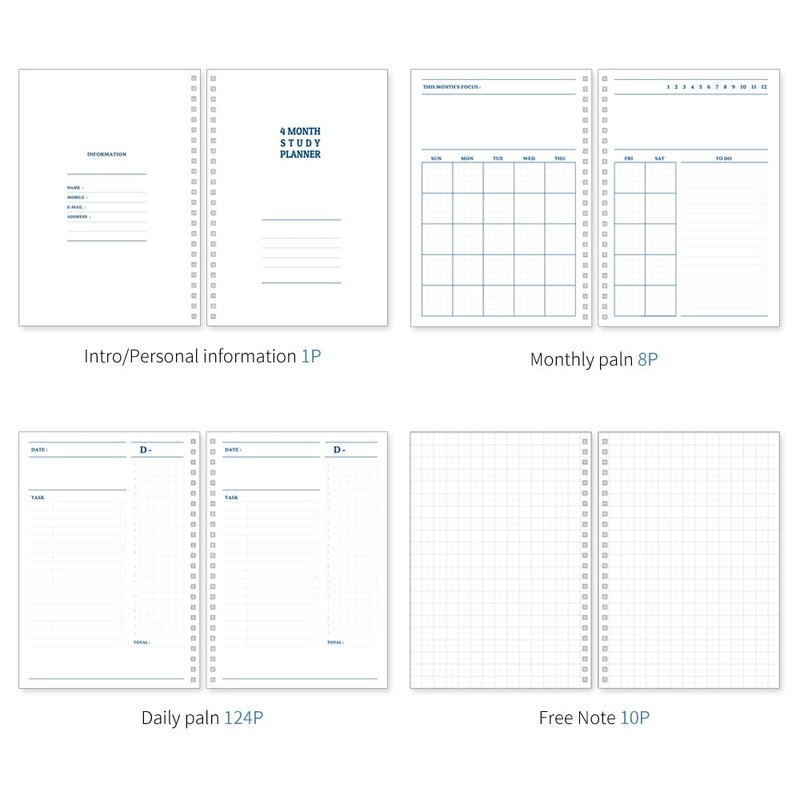 Monolike Checkers 4 Month Study Planner, Yellow - Chekers 4
