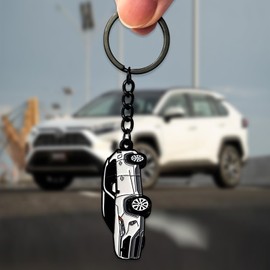 Montilove RAV4 Keychain Accessories,Toyota Rav4 Accessories,RAV4 Key Chain Fob Cover Cool Mods Compatible with Toyota RAV4 (White)