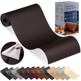 YAFLC Leather Repair Patch for Furniture, 4" x 63" Self Adhesive Leather Repair Kit Vinyl Repair Tape for Car Seat Sofa Jackets Couches Chair Dark Brown