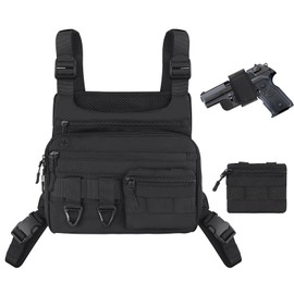 JECOLOS Tactical Chest Bag for Men Lightweight Tactical Vest Large Capacity Chest Pack, Water Resistant Vest, Practical Tool Bag, Perfect for Running,Workouts,Travel,Cycling,Fishing,Hiking and Work