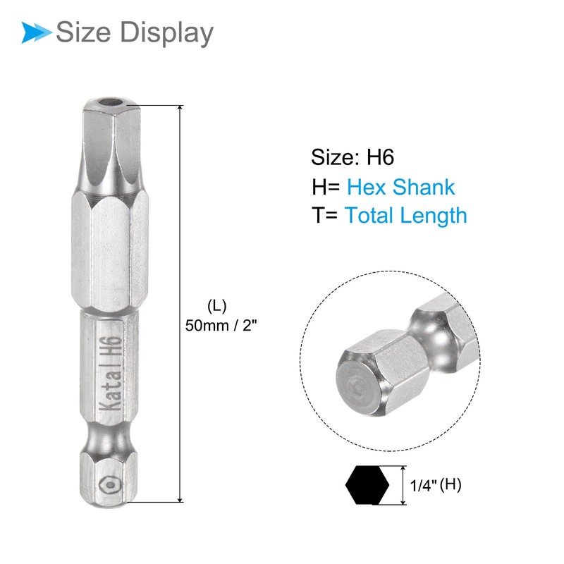 CoCud Magnetic Pentagon Bits, H6 Head 1/4" Hex Shank 2"