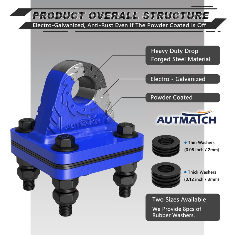 AUTMATCH D Ring Shackle Mount with Backer Plate (2 Pack)