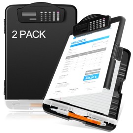 Geyoga 2 Pack Calculator Clipboard with Storage 14 x 10 x 2.6 Inches File Folder Clipboard Plastic Storage Clipboard Letter Size Clipboards with Low Profile Clip for School Classroom Office