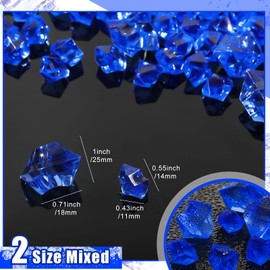 450 Pieces Fake Ice Cubes Diamonds Ice Rocks Acrylic Stones Crystals Plastic Cubes Gems Vase Rocks Centerpiece Vase Filler Gems for Weddings Party Decoration Display Table Scatter, 2 Sizes (Royalblue)
