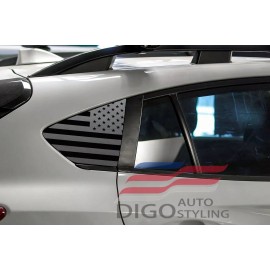 DigoAutoStyling 2018-2023 CrossTrek XV Rear Quarter Window American Flag Decal Sticker Matte blk