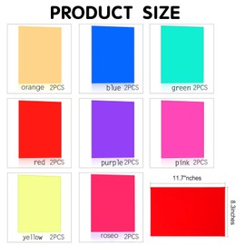 BUPOGAKE 16 Pieces Gel Light Filter A4 Transparent Color Film Colored Overlays Transparency Color Film for Photo Stage Lighting Dyslexia Reading Aids