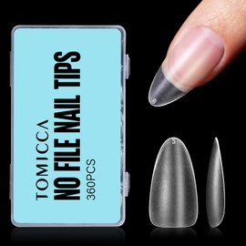TOMICCA Medium Almond Nail Tips 15 Sizes Full Cover Almond Fake Nails 360pcs Soft Pre Shaped Gel Nail Tips Acrylic Full Matte Gel Nail For Nail Extensions Home Diy Nail Salon