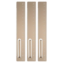 sourcing map 3pcs Straight Ruler 15cm Metric Metal Aluminum Alloy Measuring Bookmark Clip Ruler Scale Tool for Measure Study Reading Classroom Office, Gold