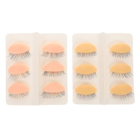 Ciieeo 6 Pairs Model Grafted Eyelashes False Eyelashes Face Doll Head Eyelash Practice Eyelids Eyelash Extension Remover Models Eyelash Extensions Trainer Pink Silica Gel Replace Extend