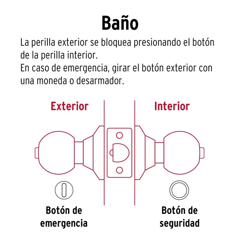 Hermex BAL-NE-BPB Cerradura esfera, cil baño negro