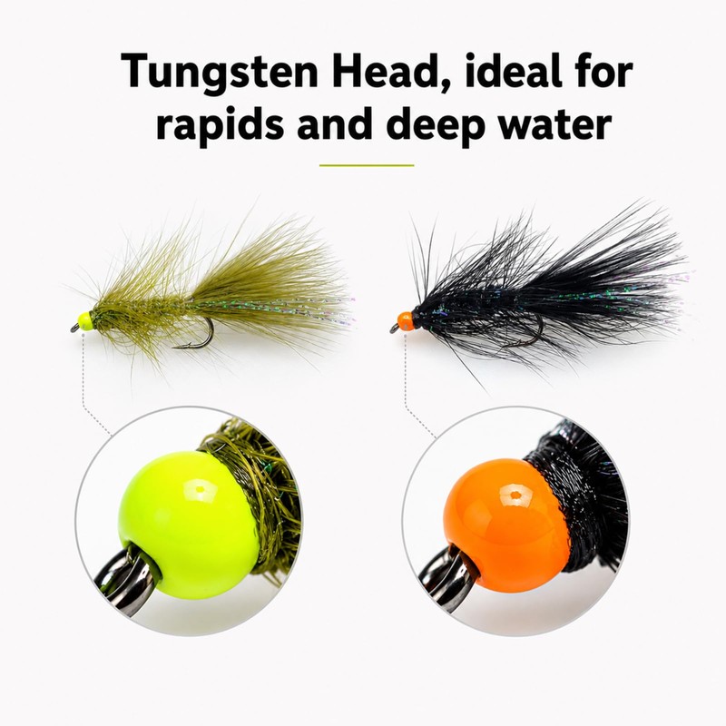 30Pcs Wooly Bugger Flies – 8 Tungsten Bead Head +