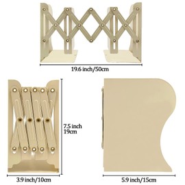 Adjustable Bookends, 19 inches 2 Dividers Heavy Duty Metal Book Holders, Book Storage Rack, Desk Organizer Magazine File Holder for Office, School, Bookstore and Home, Beige