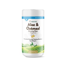 NaturVet Aloe & Oatmeal Cleansing Wipes for Dogs & Cats 60 Count