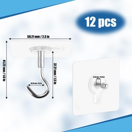 12 Pcs Adhesive Ceiling Hooks No Drilling Ceiling Hooks Outdoor Adhesive Hooks for Hanging Small Plants Wind Chimes Lanterns, Easy to Hang