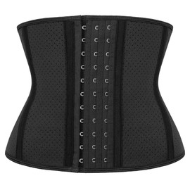LUXURY-VITA Women Short Torso Waist Trainer Corset Trimmer 9 Steel Boned Tummy Control Body Shaper With Adjustable 3 Rows Of Hooks, Girdle For Women