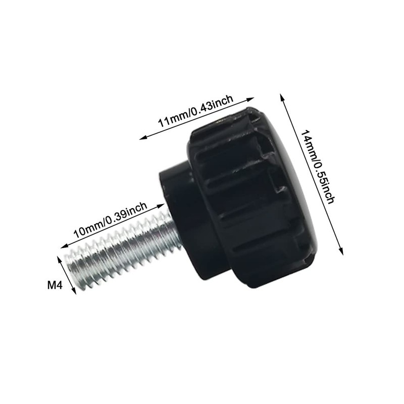 10 Pieces M4 x 10 mm Carbon Steel Threaded Knurled