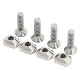 TOBEOME 4pcs M6 Hydrofoil T Nuts Brass Surf All Outdoor Hydrofoil Surf Accessories Silver