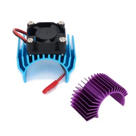RC Motor Heatsink 540, Aluminum Motor Heat Sink with 6V Cooling Fan Fit 540 550 3650 Size Brushless Motor for 1/8 1/10 RC Car Truck Buggy Crawler(Blue)