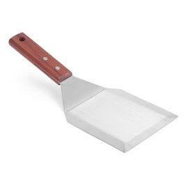HENDI Hamburger Turner, with Wooden Handle, Barbecue Turner, Spatula, Angled Palette, Spatula, Dishwasher-Safe, Blade: 150 mm, 110 x 305 mm, Stainless Steel