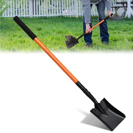 Small Square Shovel for Digging with Metal Handle, 43.3 Inch Heavy Duty Small Shovel, Trench Shovels Ideal for Digging Gardening Trenching Camping Planting Transferring, Orange