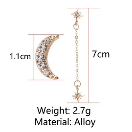 TseenYi Boho Star Moon Earrings Gold Dangling Chain Earrings Personlize Celestial Star Wrap Earrings Jewelry for Women and Girls (Gold)