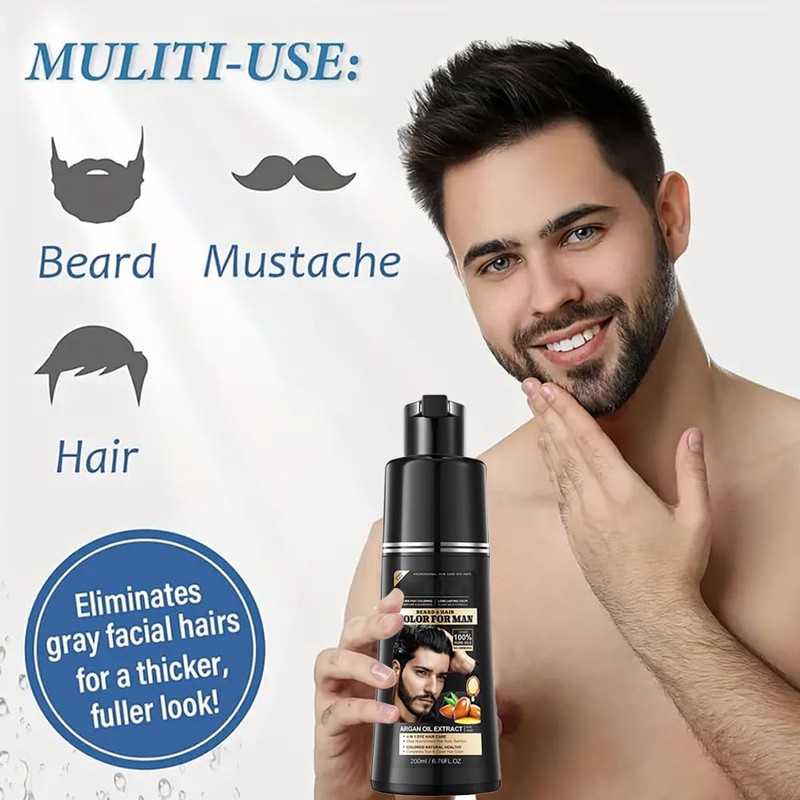 Black 5-Minute Mixing Beard Grooming Kit - Grey Reducing, 4-in-1