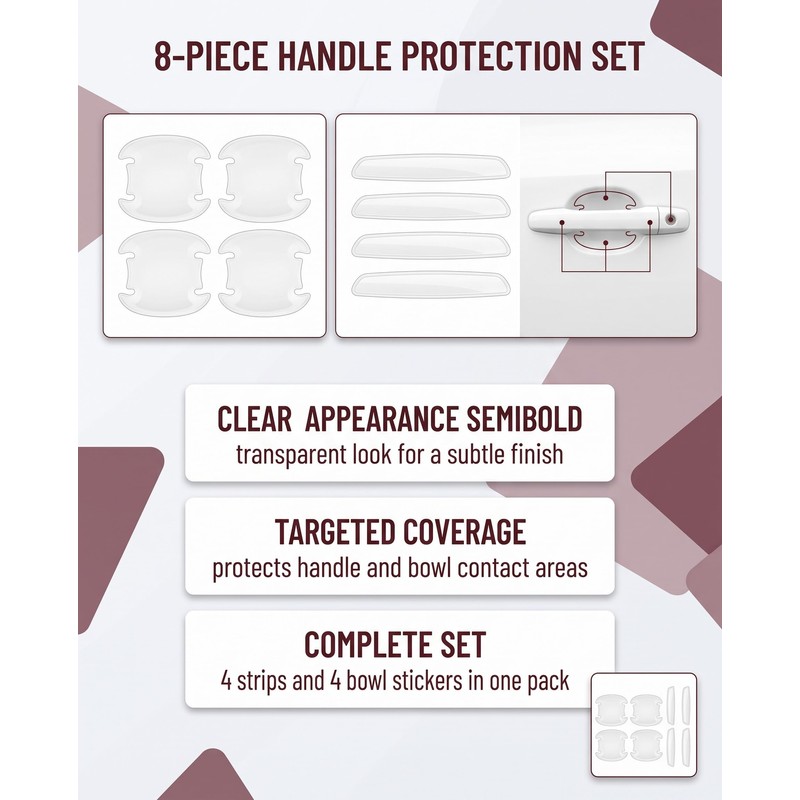 RAMGLYO Car Door Handle Protection Film, Pack of 8 Transparent