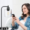 Industrial Table Lamp with 2 USB Charging Ports, Fully Stepless