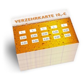 250 consumption cards DIN A7, total value 10 euros, practical alternative to tokens, for clubs, catering etc., easy cashless payment