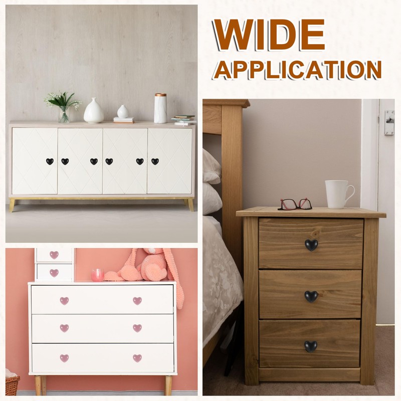 sourcing map Ceramic Cabinet Knobs, 10 Pcs Light Pink Heart