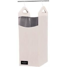 The Fine Living Co. Hanging Laundry Hamper Bag, Heavy Duty Hanger, Space Saving Closet Hamper Organizer (Beige)
