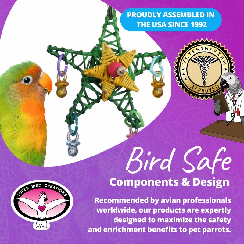 Super Bird Creations SB586 X-mas Star Bird Toy, Small Bird