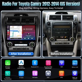 Naifay Android Car Stereo for Toyota Camry 2012 2013 2014 with Carplay & Android Auto, 10.1inch IPS Touch Screen for Toyota Camry Car Stereo with Bluetooth/GPS/WiFi/SWC/Split Screen/Mirrorlink