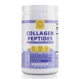 BBEEAAUU Collagen Peptides Powder for Women & Men, Marine Collagen Supplements with Hydrolyzed Type I & V, L-Theanine, Ashwagandha, 6 Mushroom Extract, Supports Night, Skin, Hair, Nail, Joint