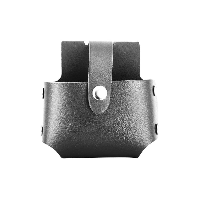 Black Leather Tape Holder Hoslter with button loop fastening heavy
