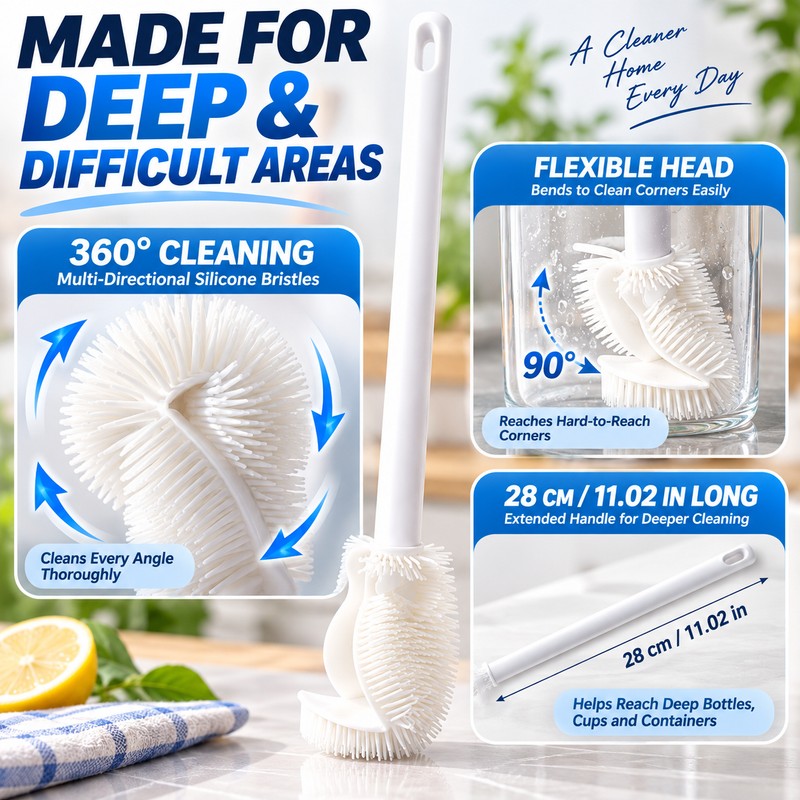 Silicone Bottle Cleaning Brush for Cups & Containers – Flexible