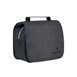 KIRKJUBØUR® Rejser Outdoor Toiletry Bag, Ideal for Camping and Travel. Hinged with Hanging Hooks and Many Inner Zip Pockets. Closed Dimensions: 17 x 22 x 9 cm, black, Hinged toiletry bag