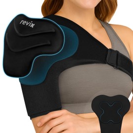 REVIX Triple-Layer Gel Shoulder Ice Pack Wrap for Rotator Cuff, Reusable Ice Pack Shoulder Brace with Extra Removable Coldfocus for Long-Lasting Cold Therapy, Soothe Biceps Discomfort & Muscle Relief