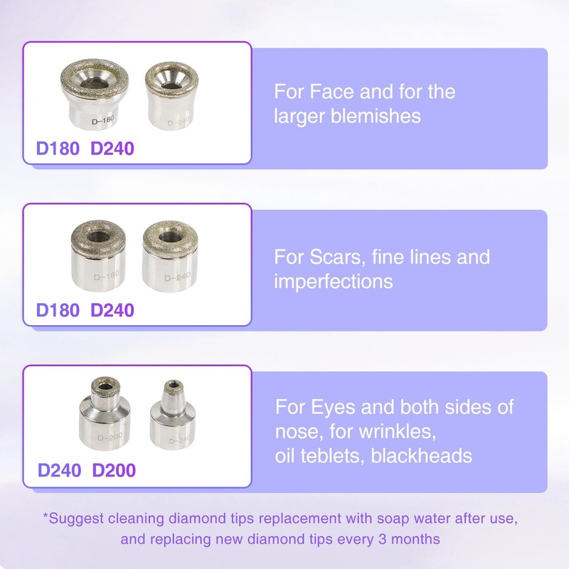 UNIESTION Diamond Dermabration Heads 6 PCS Replacement Tips Professional Accessories