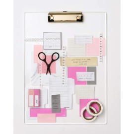 russell+hazel Acrylic Clip Board, Gold-Toned Hardware, 9” x 12”