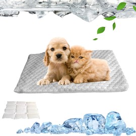 Little Bean Dog Cooling Mat - Durable Pet Cool Mat, Non-Toxic Gel Self Cooling Pad for Dogs Cats in Hot Summer (Grey, S)