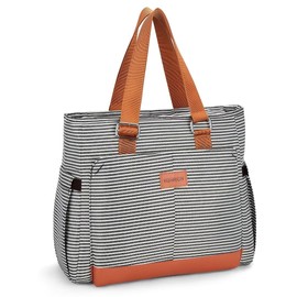 HSHRICH Large Women Lunch Bags for Work/Insulated Adult Lunch Box/Leakproof Cooler Lunch Tote Bag with Storage Pocket. Reusable Lunch Cooler Purse for Work Picnic Hiking 14L, Stripe