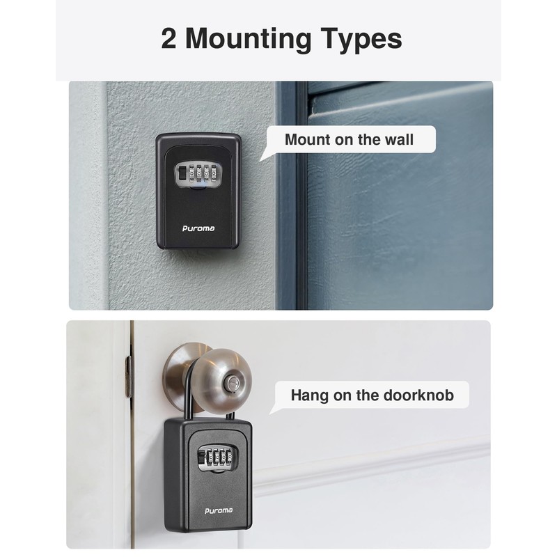 Puroma Lock Box, Large Key Lock Box Resettable Combination Lockbox,