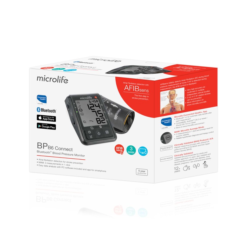 Microlife BP B6 Connect Bluetooth® Blood Pressure Monitor, Detects Atrial