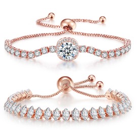 Tennis Bracelets for Women Cubic Zirconia Tennis Bracelet Rhinestone Crystal Bracelets for Prom Fashion Jewelry Christmas Gifts Stocking Stuffers for Women